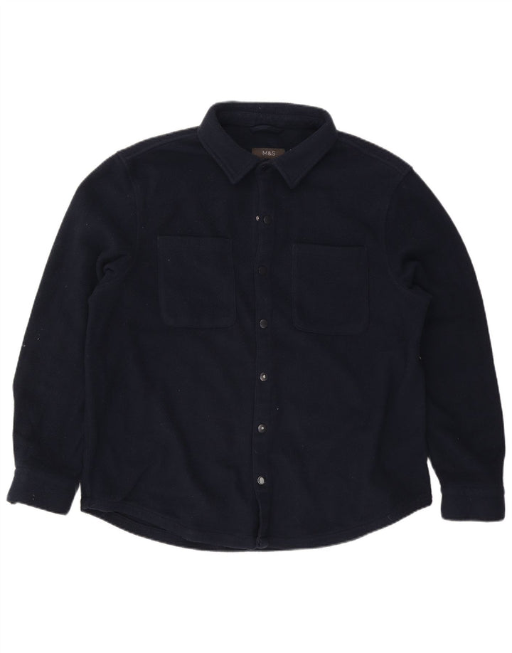 Marks & Spencer Fleeceskjorte til mænd XL marineblå polyester