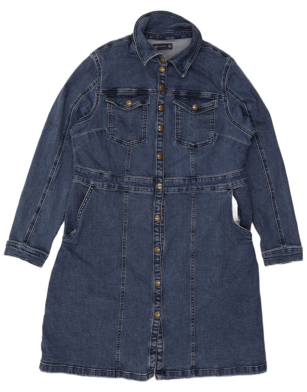 MARKS & SPENCER Dame denim skjortekjole UK 18 XL Blå Bomuld