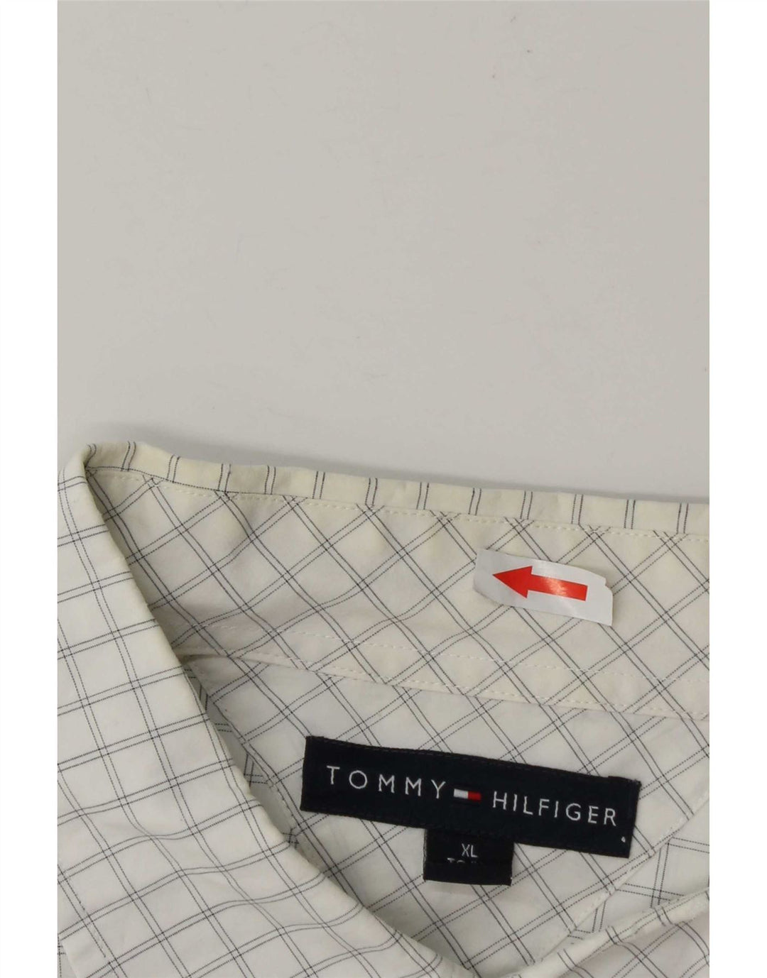 Tommy Hilfiger herreskjorte XL Hvid ternet bomuld