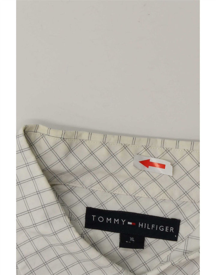 Tommy Hilfiger herreskjorte XL Hvid ternet bomuld