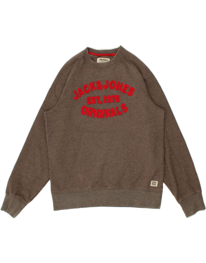 JACK & JONES Mens Graphic Sweatshirt Jumper XL Grey Polyester Vintage Jack & Jones and Second-Hand Jack & Jones from Messina Hembry 