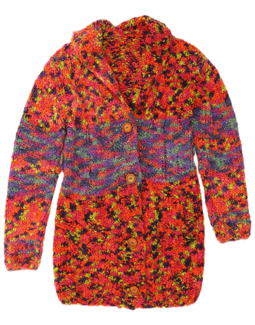 Vintage Dame Longline Cardigan Sweater UK 8 Small Multicolored Flecked
