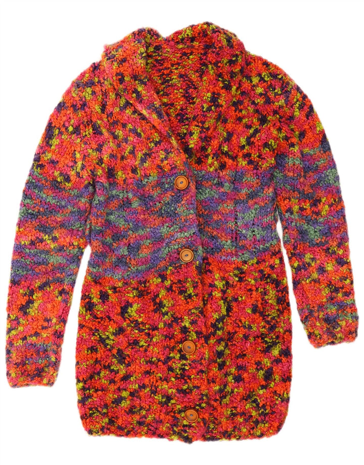 Vintage Dame Longline Cardigan Sweater UK 8 Small Multicolored Flecked