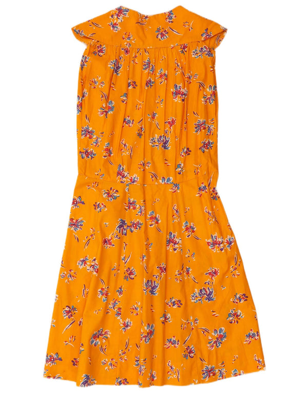 Vintage ærmeløs solkjole til kvinder UK 10 Small Yellow Floral