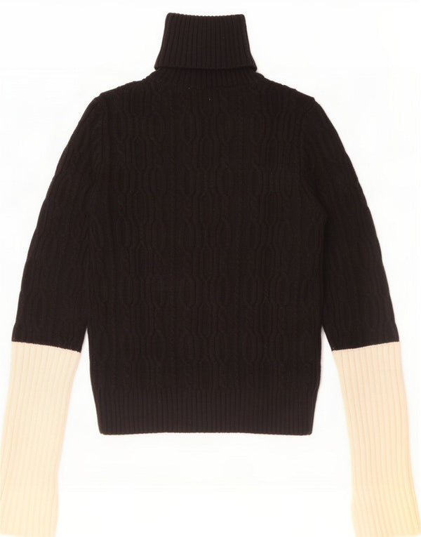 Zara Womens Crop Roll Neck sweater UK 10 Small Black Colourblock