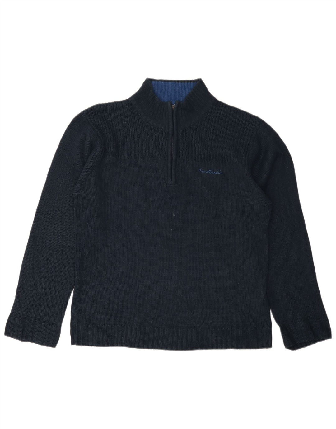 PIERRE CARDIN Herre sweater med lynlåshals mellemblå akryl