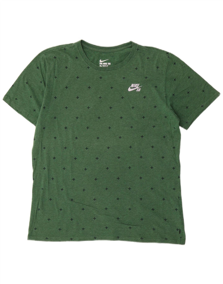 Nike herre atletisk snit abstrakt mønster T-shirt top stor grøn bomuld