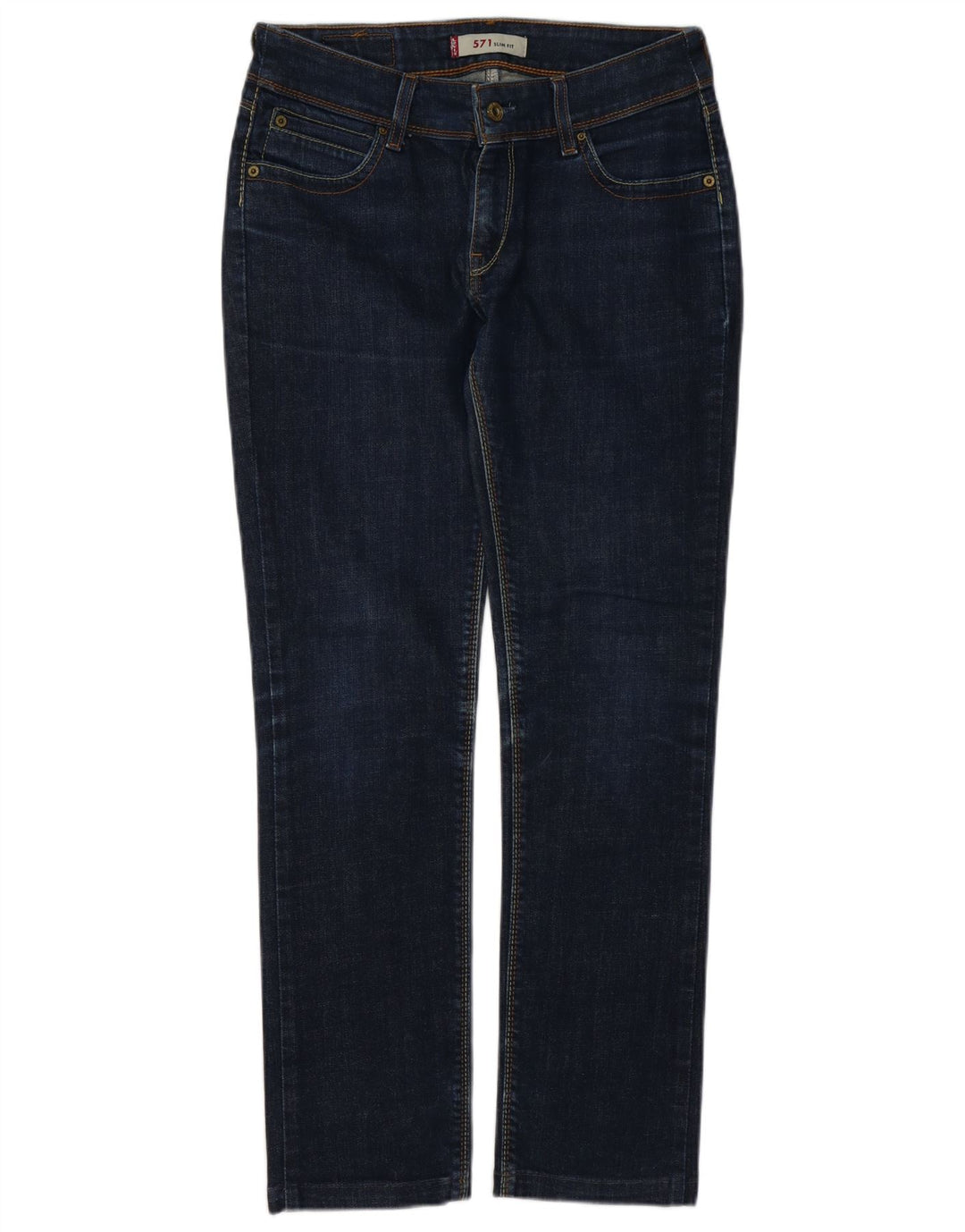 Levi's Dame 571 Slim Jeans W32 L30 Marineblå Bomuld