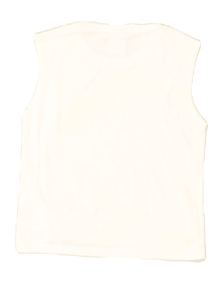 CHAMPION Girls Graphic Vest Top 9-10 Years Medium White Cotton | Vintage Champion | Thrift | Second-Hand Champion | Used Clothing | Messina Hembry 
