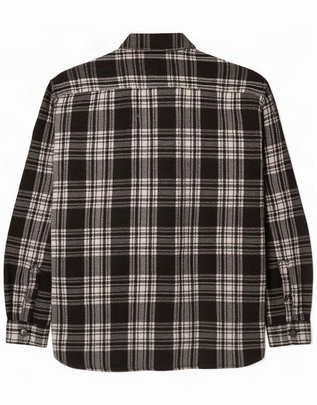 Vintage Herre Overshirt Flannel Shirt Medium Sort Plaid Polyester