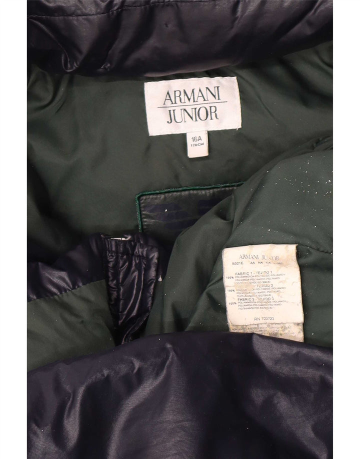 Armani Junior drenge hættepolstret jakke 15-16 år marineblå farveblok