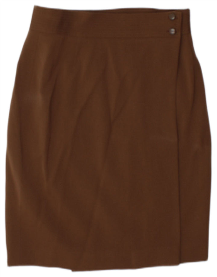 Vintage slå-om nederdel til kvinder US 8 Medium W25 brun uld