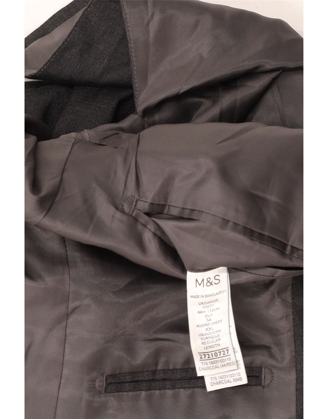 MARKS & SPENCER Herre 2-knaps blazerjakke UK 44 XL Grå polyester