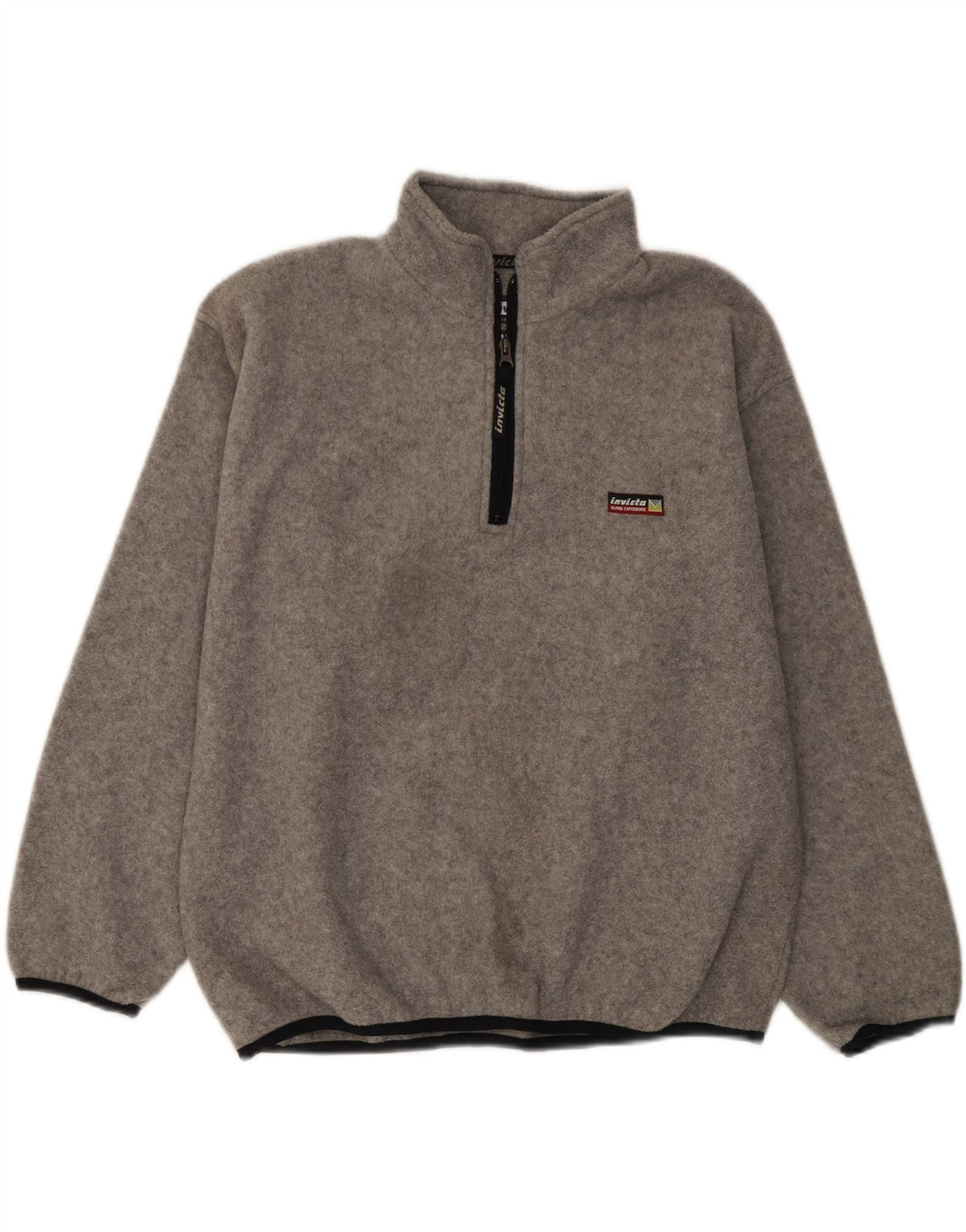 INVICTA Mens Zip Neck Fleece Jumper Medium Grey Polyester