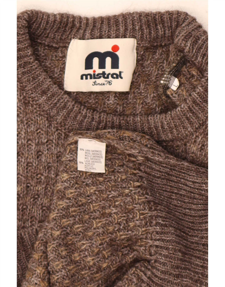 Mistral Herre Crew Neck Jumper Sweater Stor Brun Uld