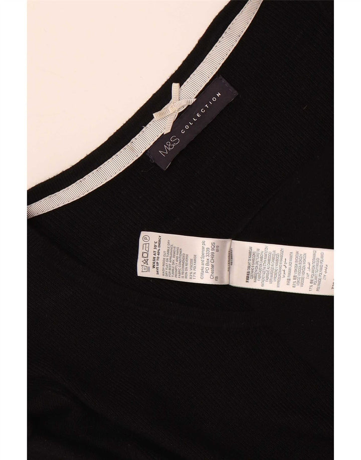 Marks & Spencer Dame 3/4-ærmet tunikatop UK 14 Medium Sort Viscose