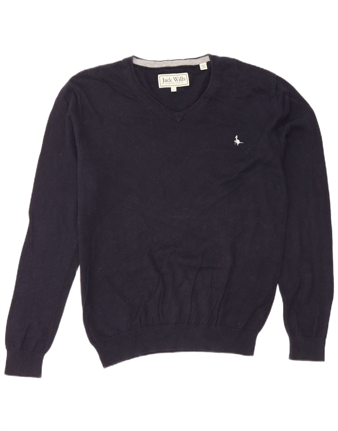 JACK WILLS Herre V-hals sweater lille marineblå bomuld