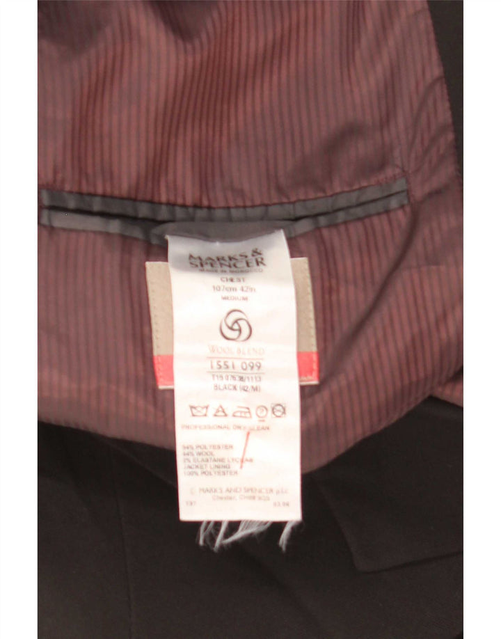 Marks & Spencer Herre 3-knaps blazerjakke UK 42 Stor sort polyester