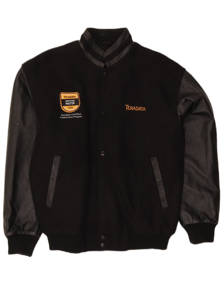 North End Herre Varsity Jacket UK 40 Large Black Wool