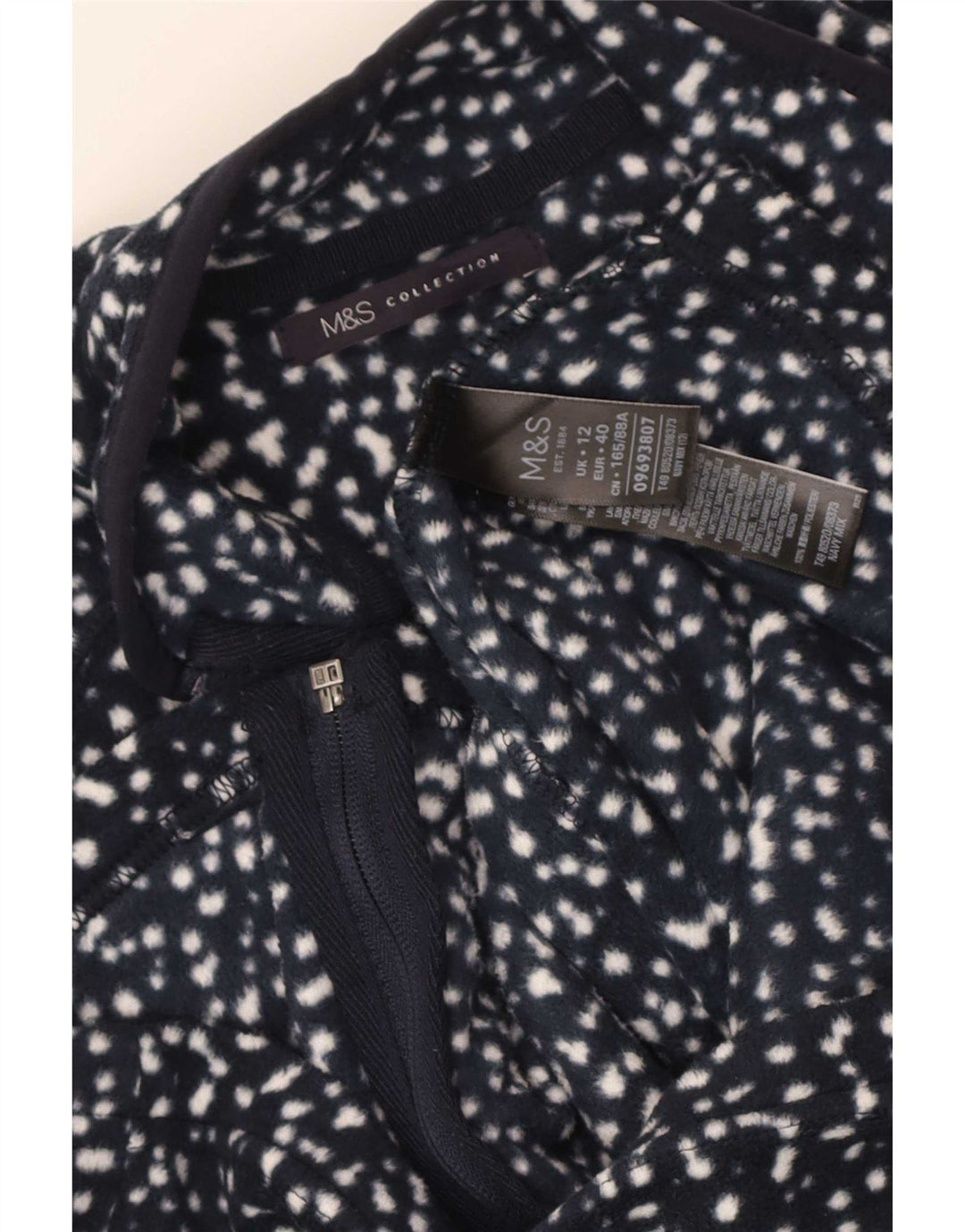 Marks & Spencer Fleecejakke til kvinder UK 12 Mellem marineblå plettet