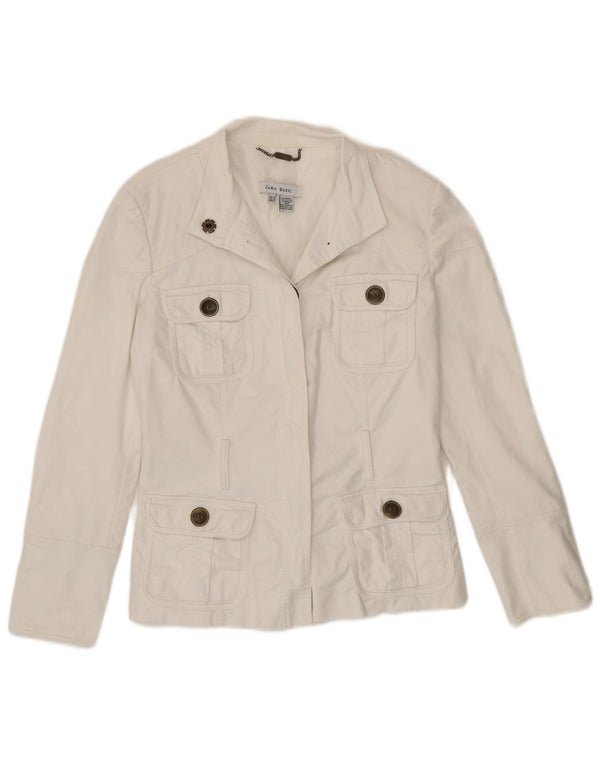 Zara Womens Utility Blazer Jacket UK 12 Medium White Bomuld