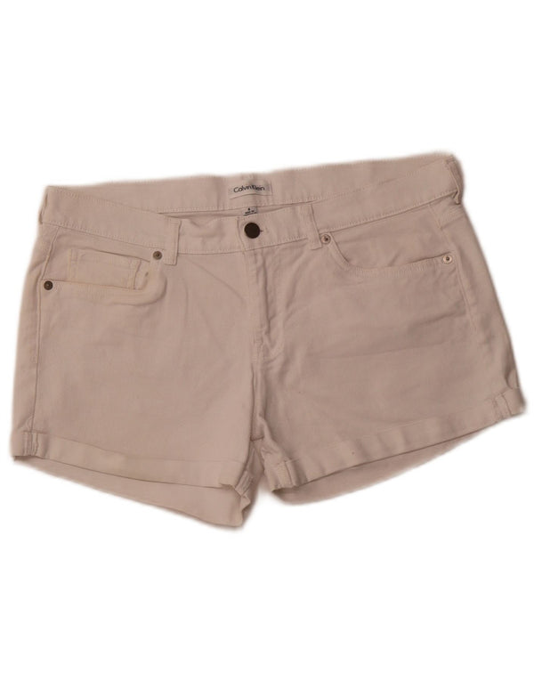 CALVIN KLEIN Dame Denim Shorts US 8 Medium W32 Hvid Bomuld