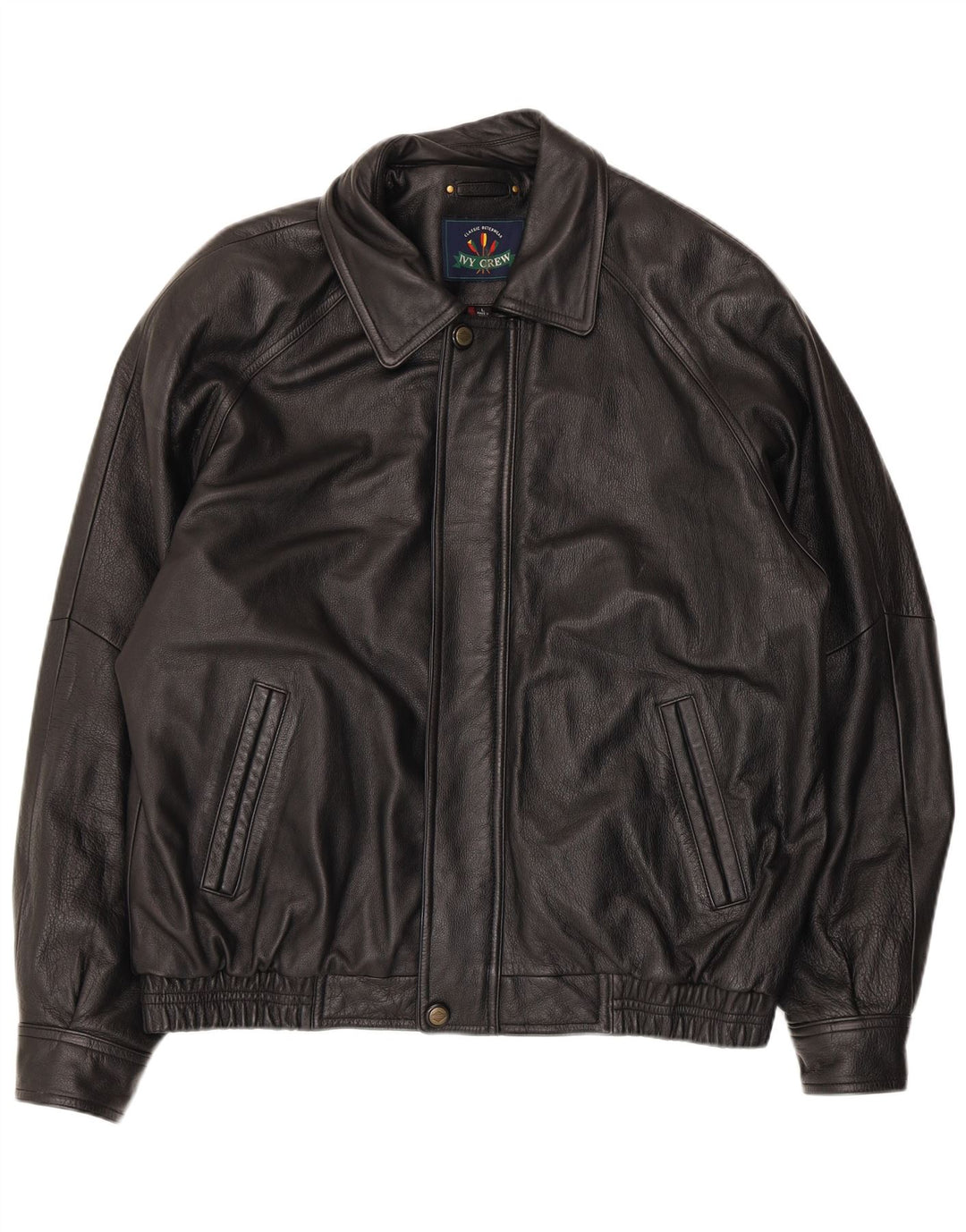 Ivy Crew Herre Læderjakke UK 40 Large Sort