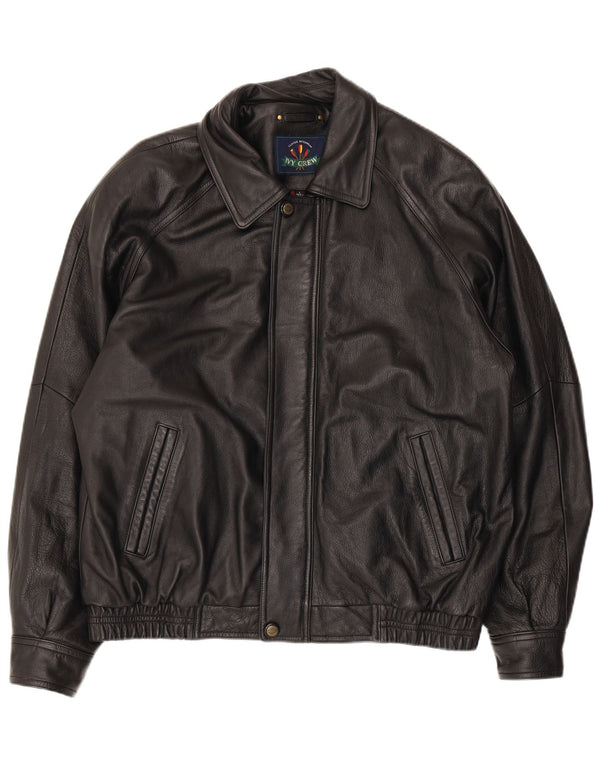 Ivy Crew Herre Læderjakke UK 40 Large Sort