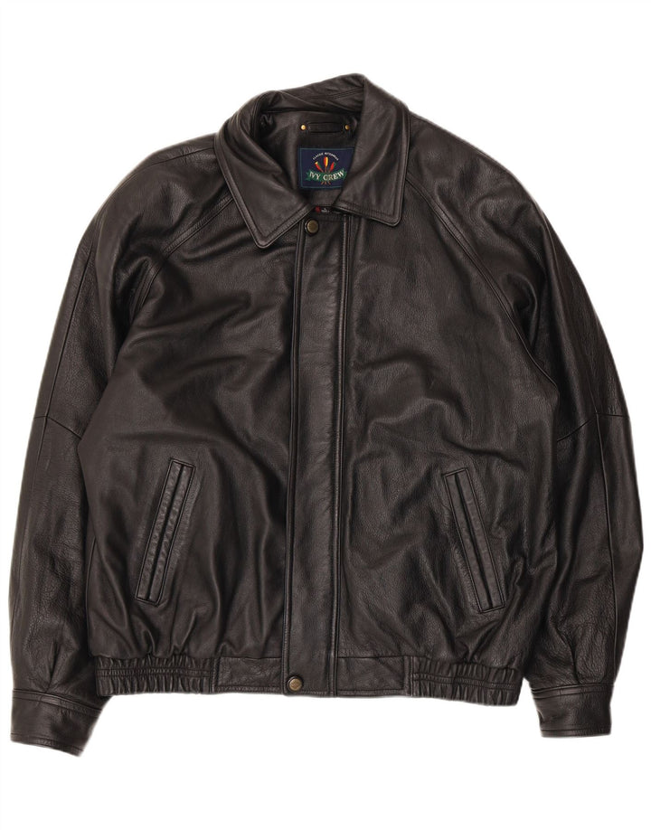 Ivy Crew Herre Læderjakke UK 40 Large Sort