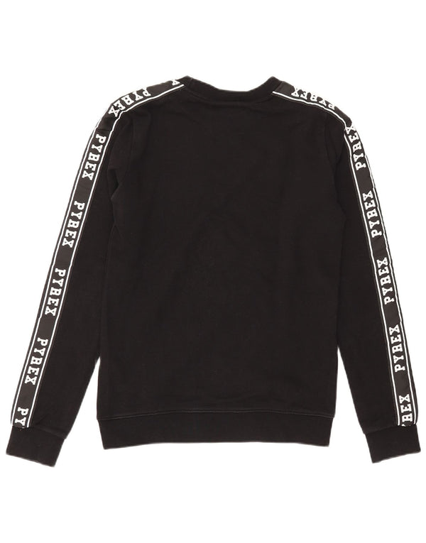 Pyrex Dame Grafisk Sweatshirt Jumper UK 6 XS Sort Bomuld