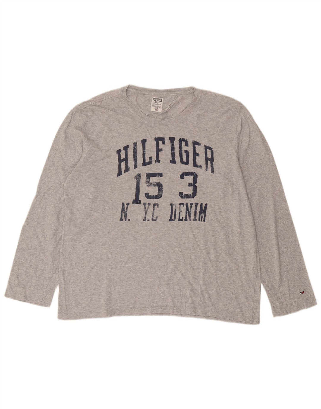 Tommy Hilfiger Herre Grafisk Top Langærmet XL Grå Bomuld