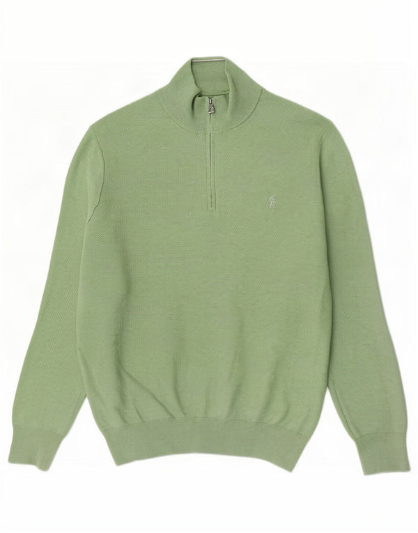 Polo Ralph Lauren Herre Zip Neck Jumper Sweater Stor Grøn Bomuld