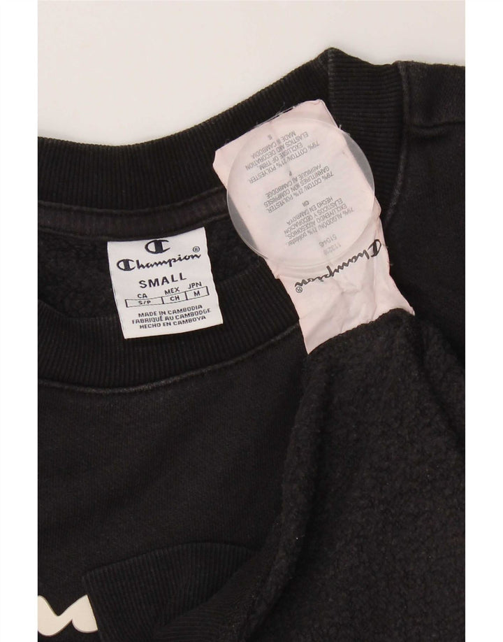Champion Dame Grafisk Sweatshirt Jumper UK 10 Lille sort bomuld