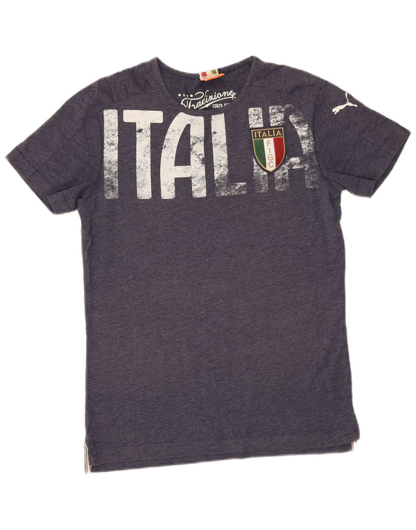 Puma Herre Italia Grafisk T-Shirt Top Medium Navy Blue