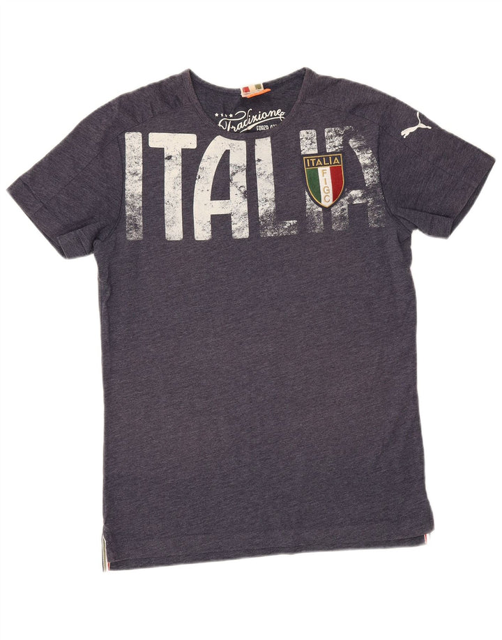 Puma Herre Italia Grafisk T-Shirt Top Medium Navy Blue