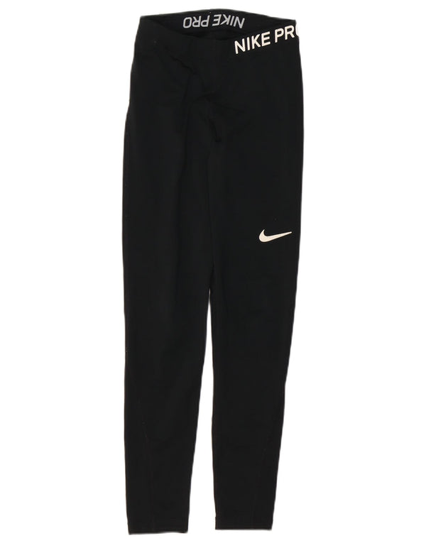 NIKE Dri Fit grafiske leggings til kvinder UK 4 XS Sort