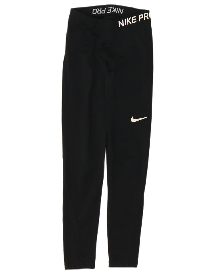 NIKE Dri Fit grafiske leggings til kvinder UK 4 XS Sort