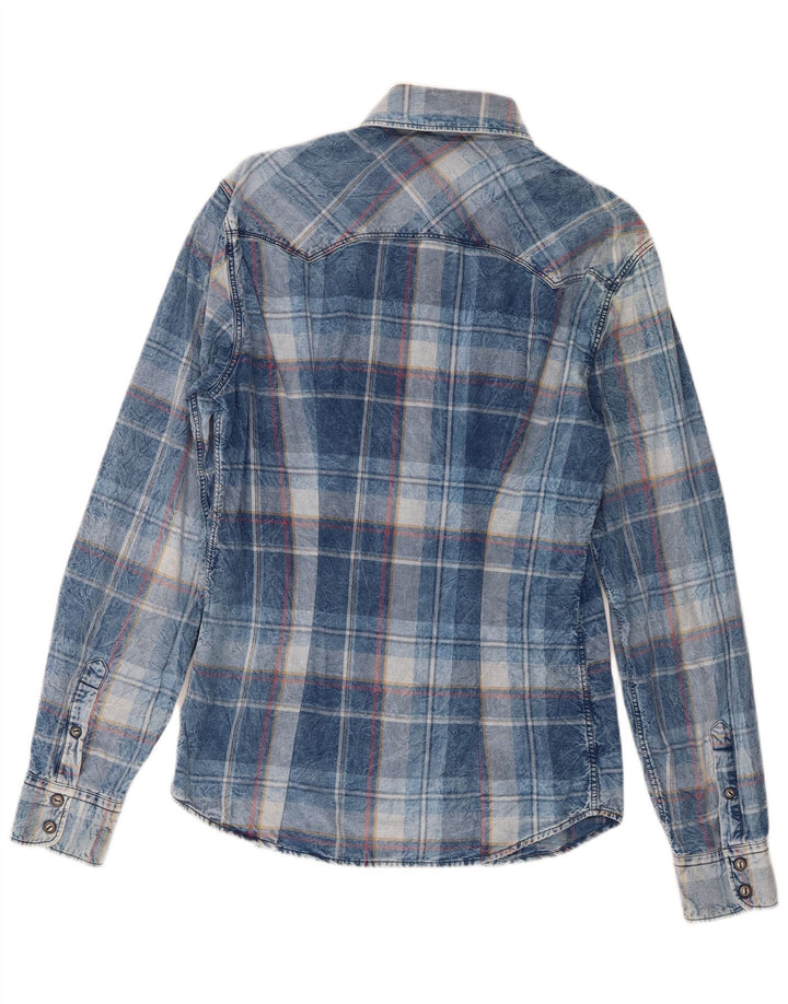 Gas Herre Western skjorte Stor blå plaid