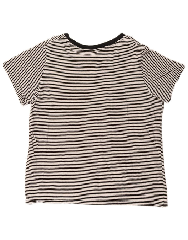 Levi's Dame T-Shirt Top UK 18 XL Sort Stribet Bomuld