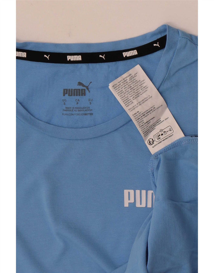 Puma Dame T-Shirt Top UK 10 Lille Blå Bomuld