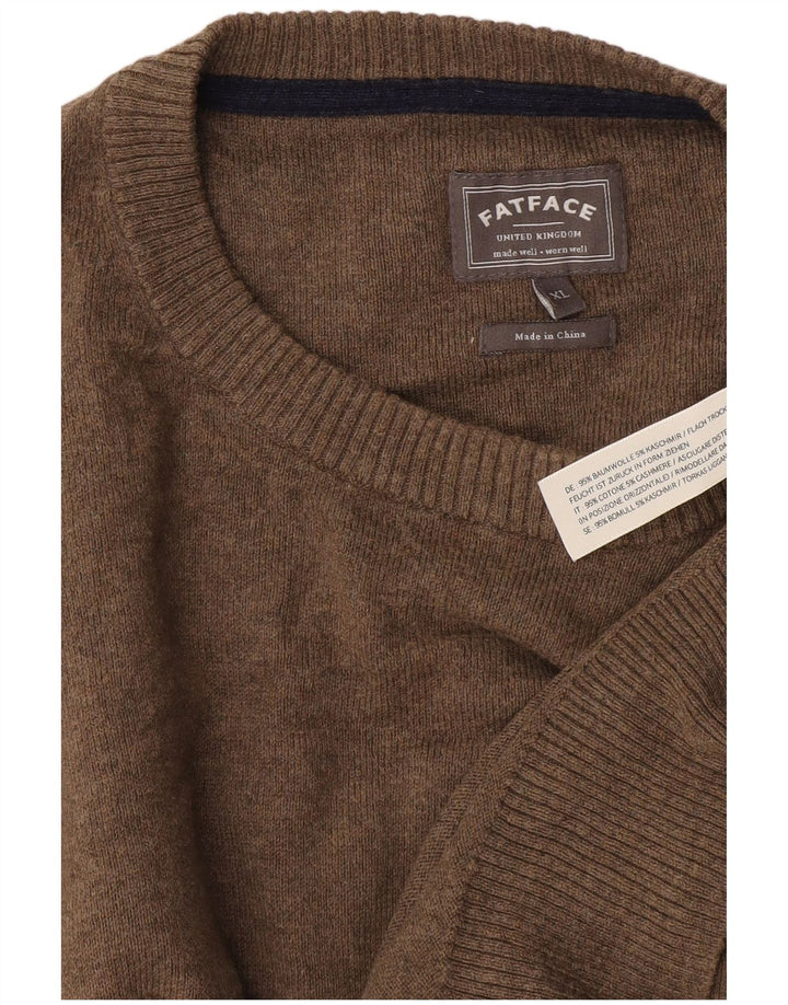 Fedt ansigt til mænd med rund hals sweater XL beige bomuld