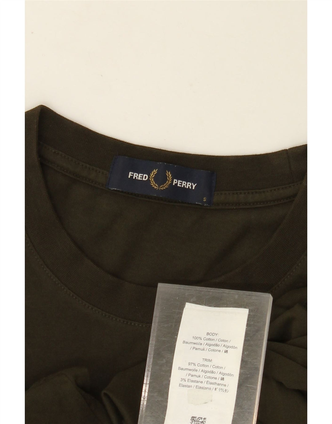 FRED PERRY Herre grafisk T-shirt Top Lille Khaki Bomuld