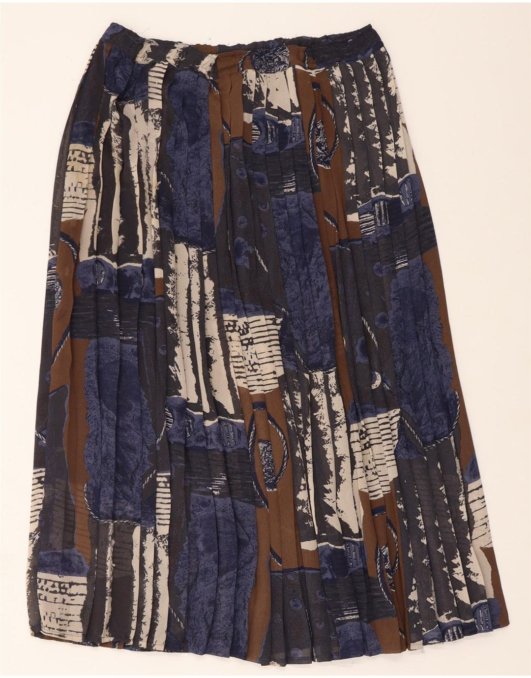 CONCERTO Womens Pleated Skirt W40 2XL Blue Geometric Polyester Vintage Concerto and Second-Hand Concerto from Messina Hembry 