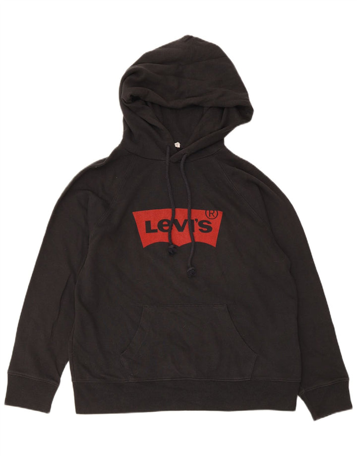Levi's Grafisk hættetrøje til kvinder UK 14 Medium Sort bomuld
