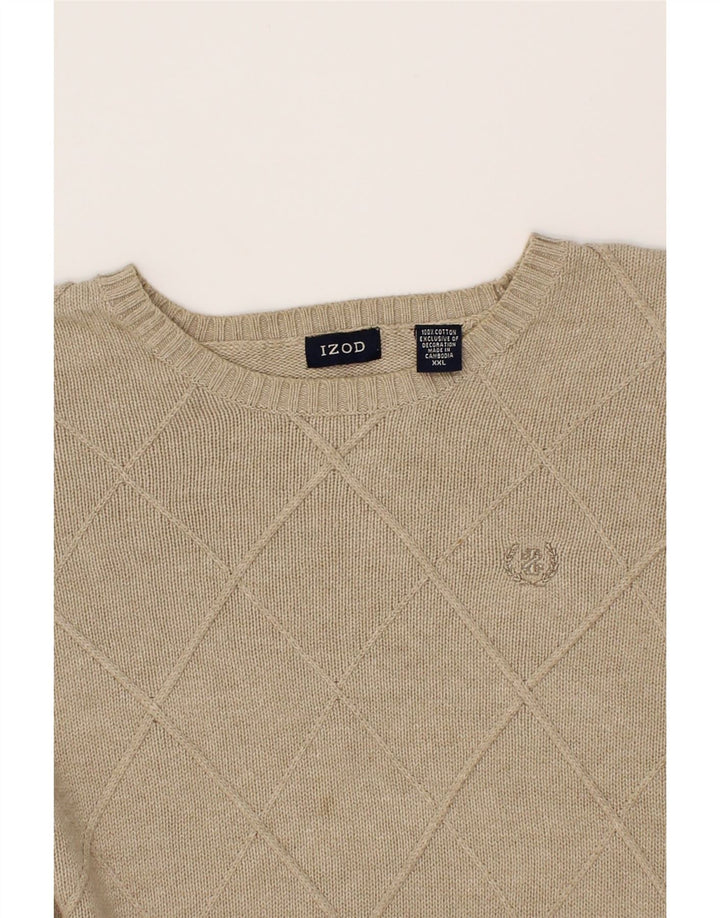 IZOD Mens Boat Neck Jumper Sweater 2XL Beige Cotton Vintage Izod and Second-Hand Izod from Messina Hembry 