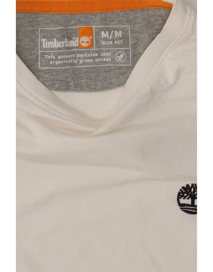Timberland Herre Slim Fit T-Shirt Top Medium Hvid Bomuld