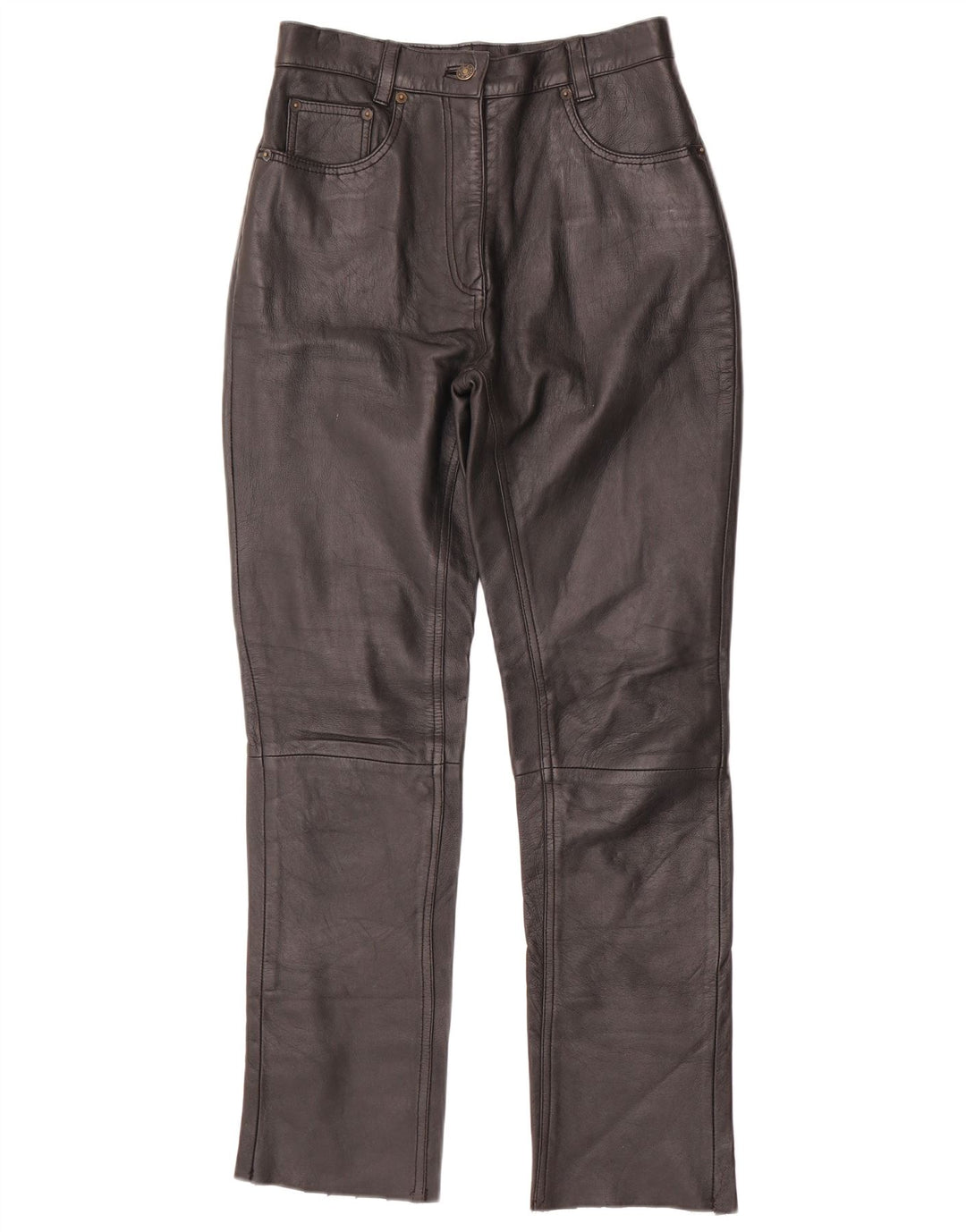 VINTAGE Slanke læderbukser til kvinder W28 L30 Sort