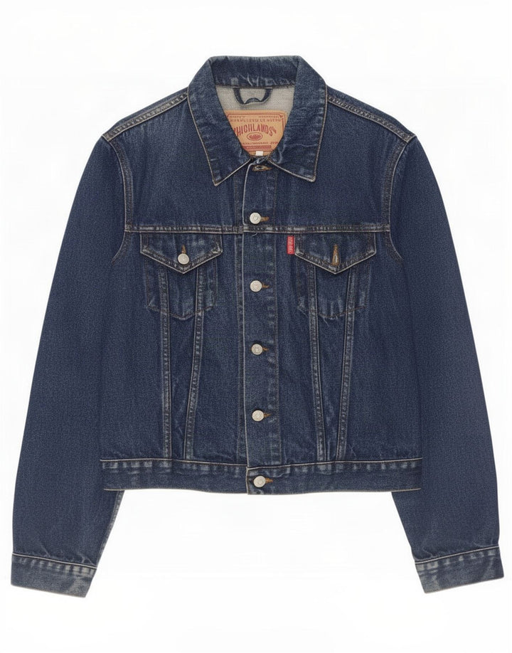 Highlands Dame denimjakke UK 14 Stor Blå Bomuld