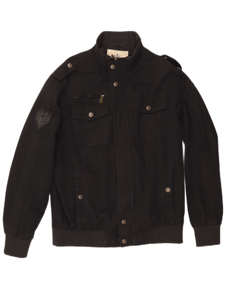 WENVEN Herre Utility Jacket UK 40 Large Black Cotton
