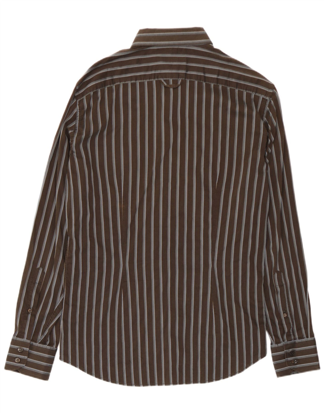 Trussardi herreskjorte stor brun stribet bomuld